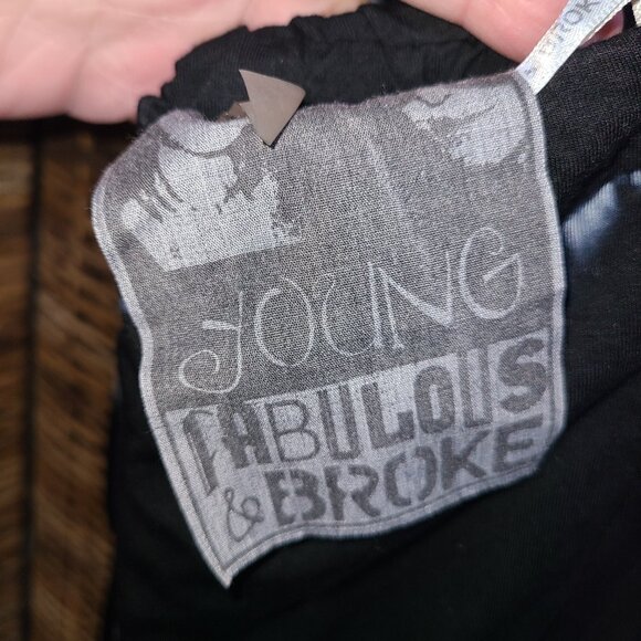 Young Fabulous & Broke Maxi Dress Women L Boho Chic Tie Dye Black & White Halter - Picture 9 of 10